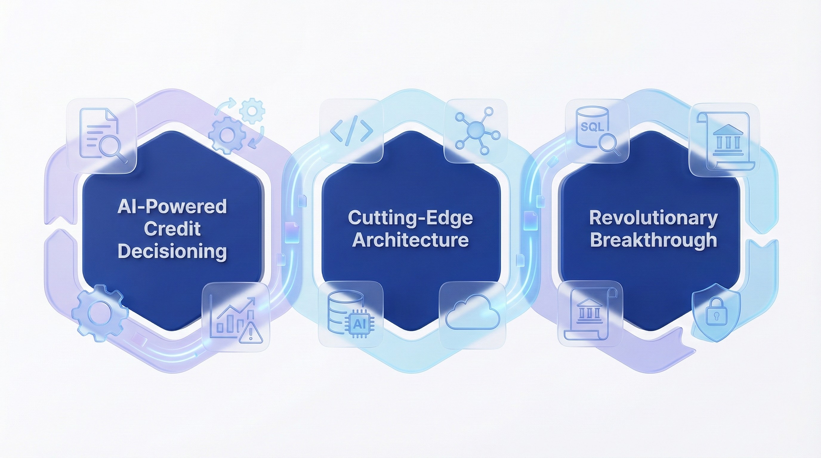 Technical architecture layers covering AI, microservices, and data fabric